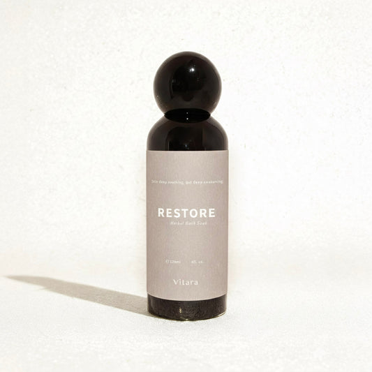 Vitara herbal bath soak Restore front shot